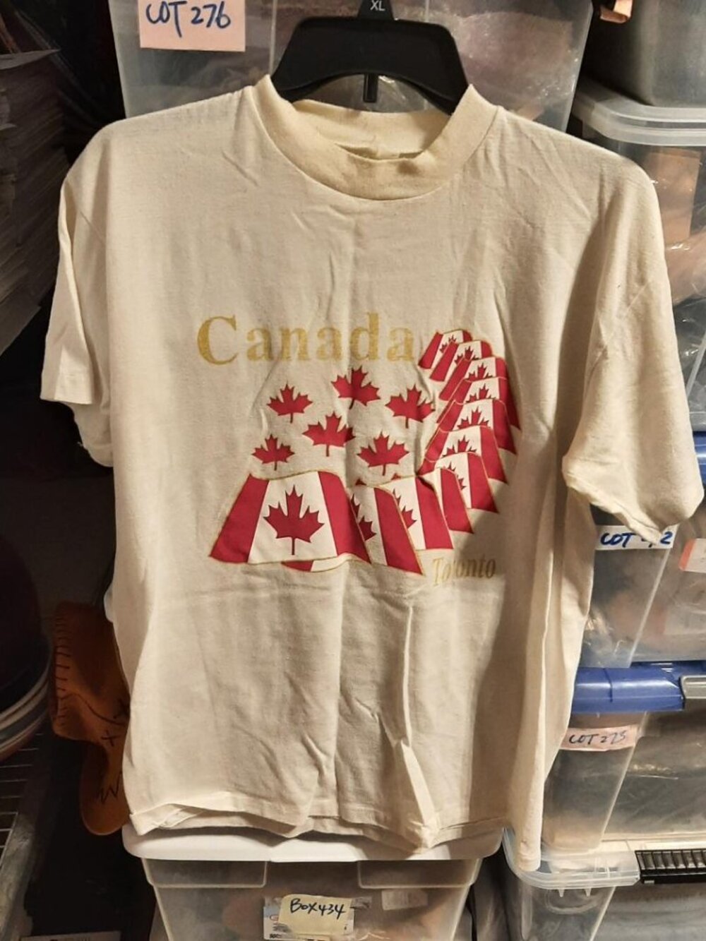 Vintage 1980 or 1990 Canadian Souvenir T Shirt W Flag Maple Leaf White Size M